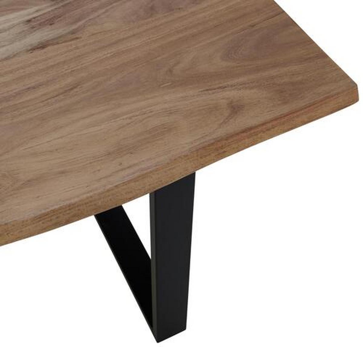 Sitzbank "Runner" , Akazie massiv, ca. 140 cm - Schwarz/Akaziefarben, Natur, Holz/Metall (140/45/42cm) - MID.YOU