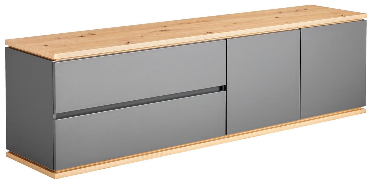 KOMODA NISKA YAMAEL - czarny/kolor grafitowy, Design, materiał drewnopochodny/tworzywo sztuczne (184/54/42cm) - Xora