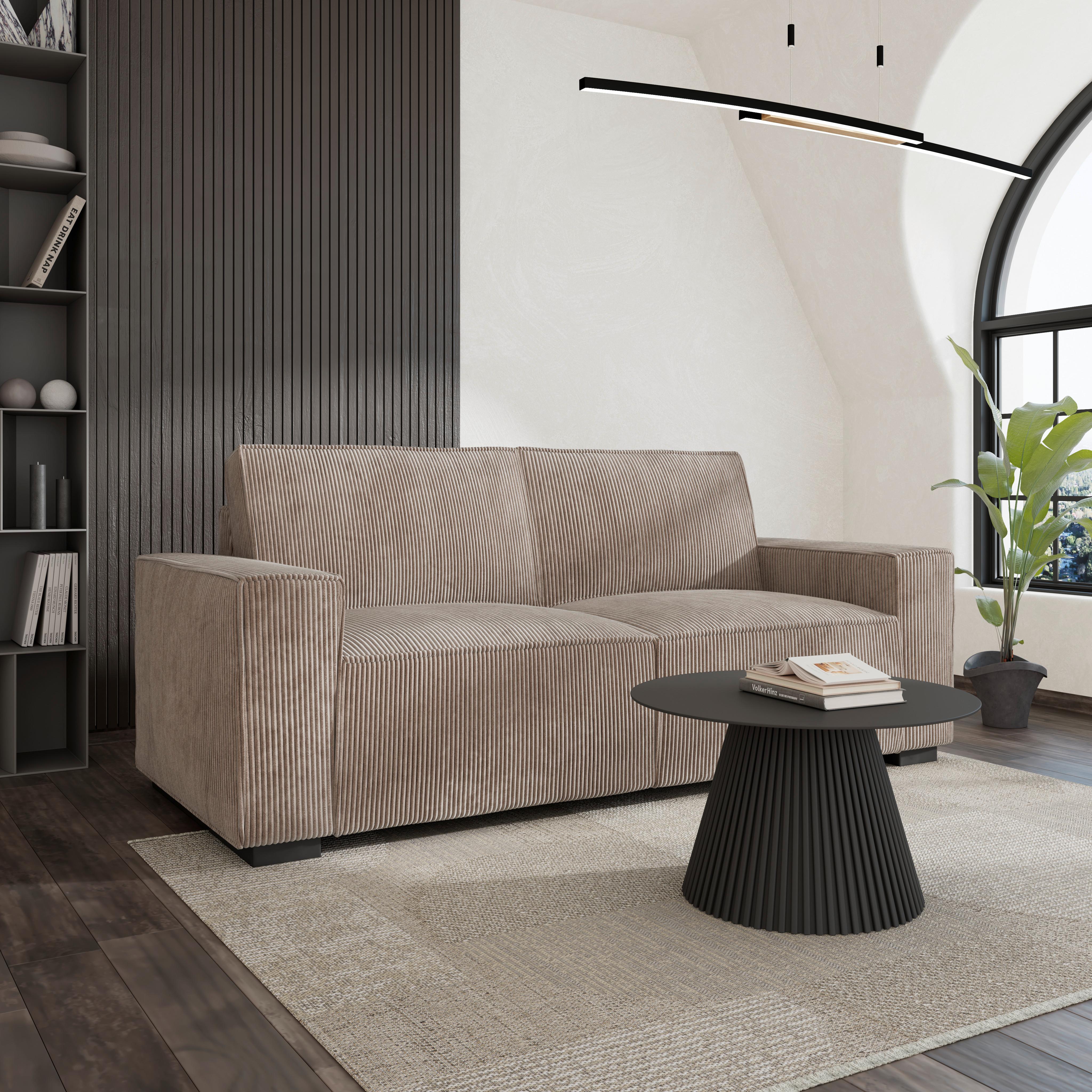 Zofa Liam, Bež - črna/bež, Moderno, umetna masa/tekstil (210/84/90cm) - Bessagi Home