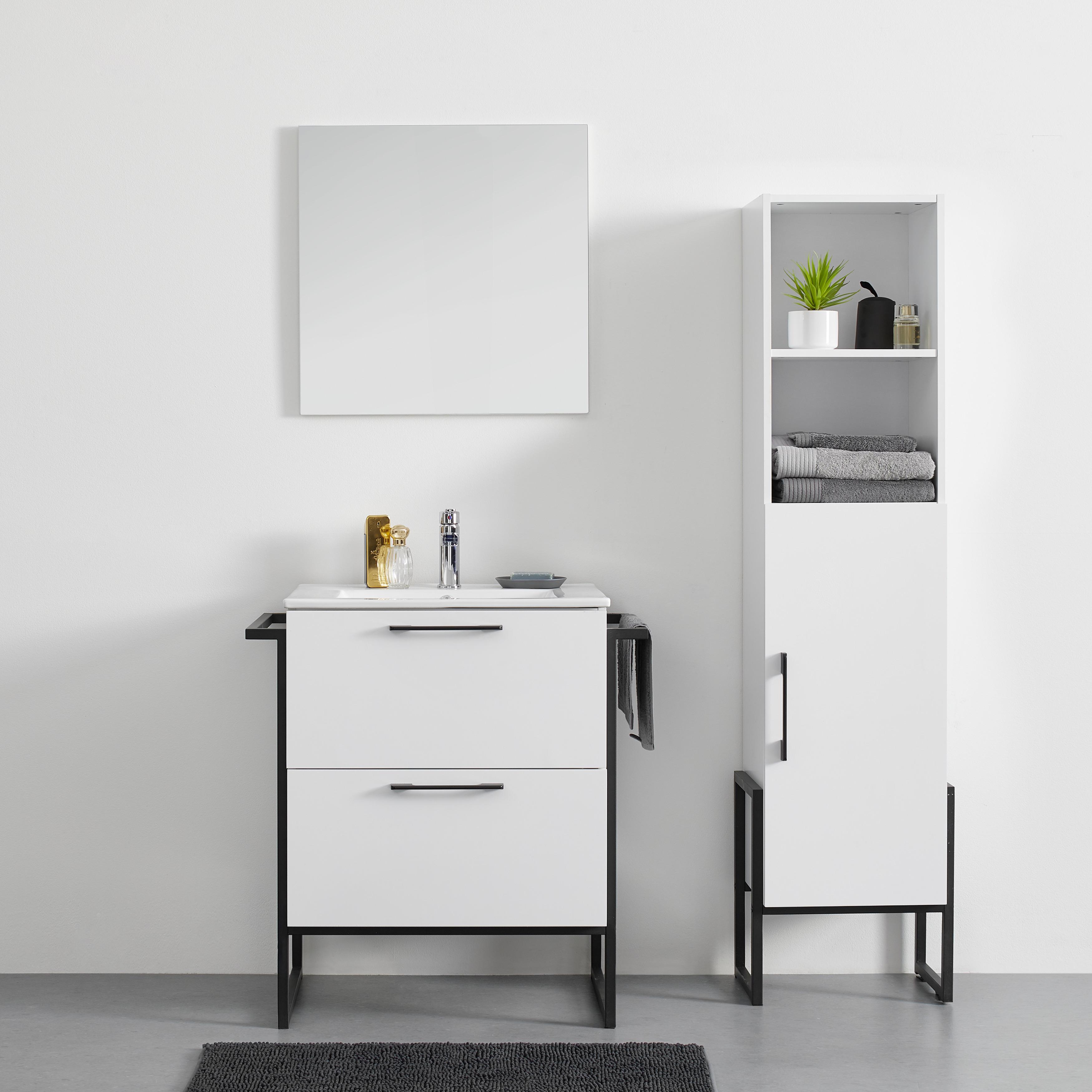 Unterschrank "Sara", weiß/schwarz - Schwarz/Weiß, MODERN, Holz/Metall (76/80/47,4cm) - Bessagi Home