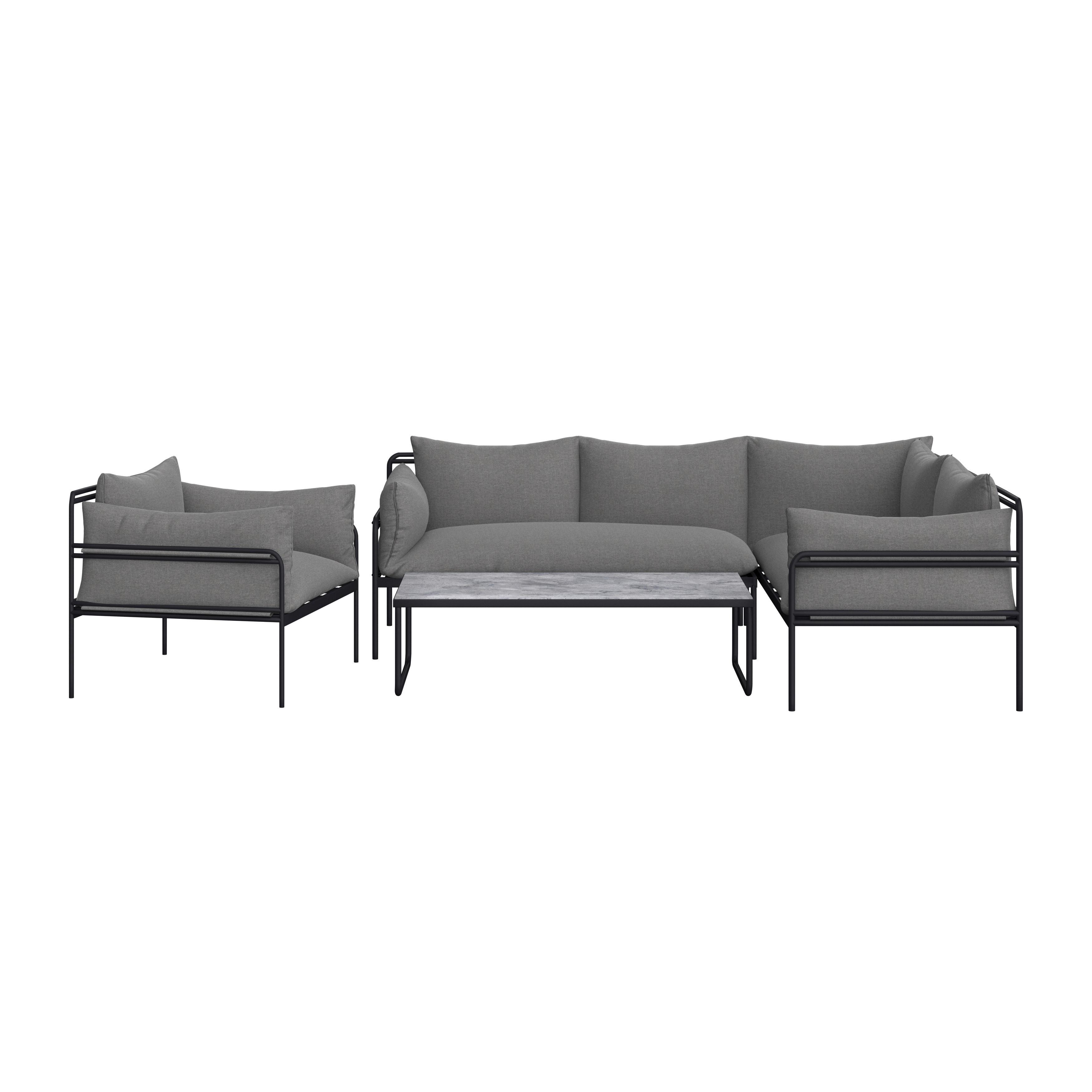 Outdoorlounge Anny Grau Metall/Outdoorstoff/Glas - Anthrazit/Grau, MODERN, Glas/Textil (218/69/76cm) - Bessagi Garden