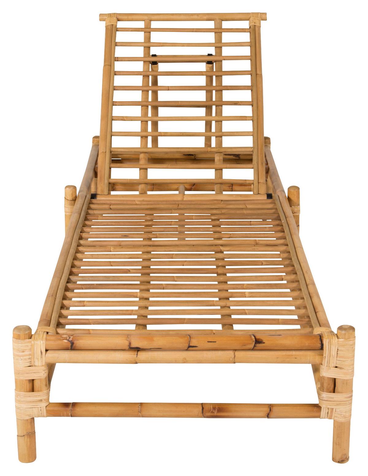 Sonnenliege Cane Bambus Rattan ca. 80x210 cm - Hellbraun/Creme, KONVENTIONELL, Holz/Textil (80/35/210cm) - Gardenson