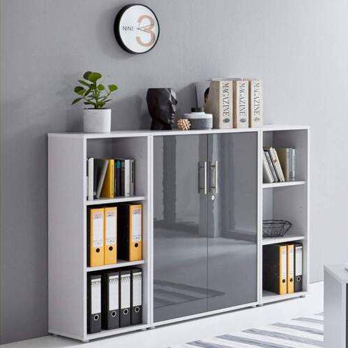 Aktenschrank Office Edition Sw Set 2 niedrig Grau/Anthrazit - Anthrazit Hochglanz/Grau, MODERN, Holzwerkstoff (173/114/33cm) - MID.YOU