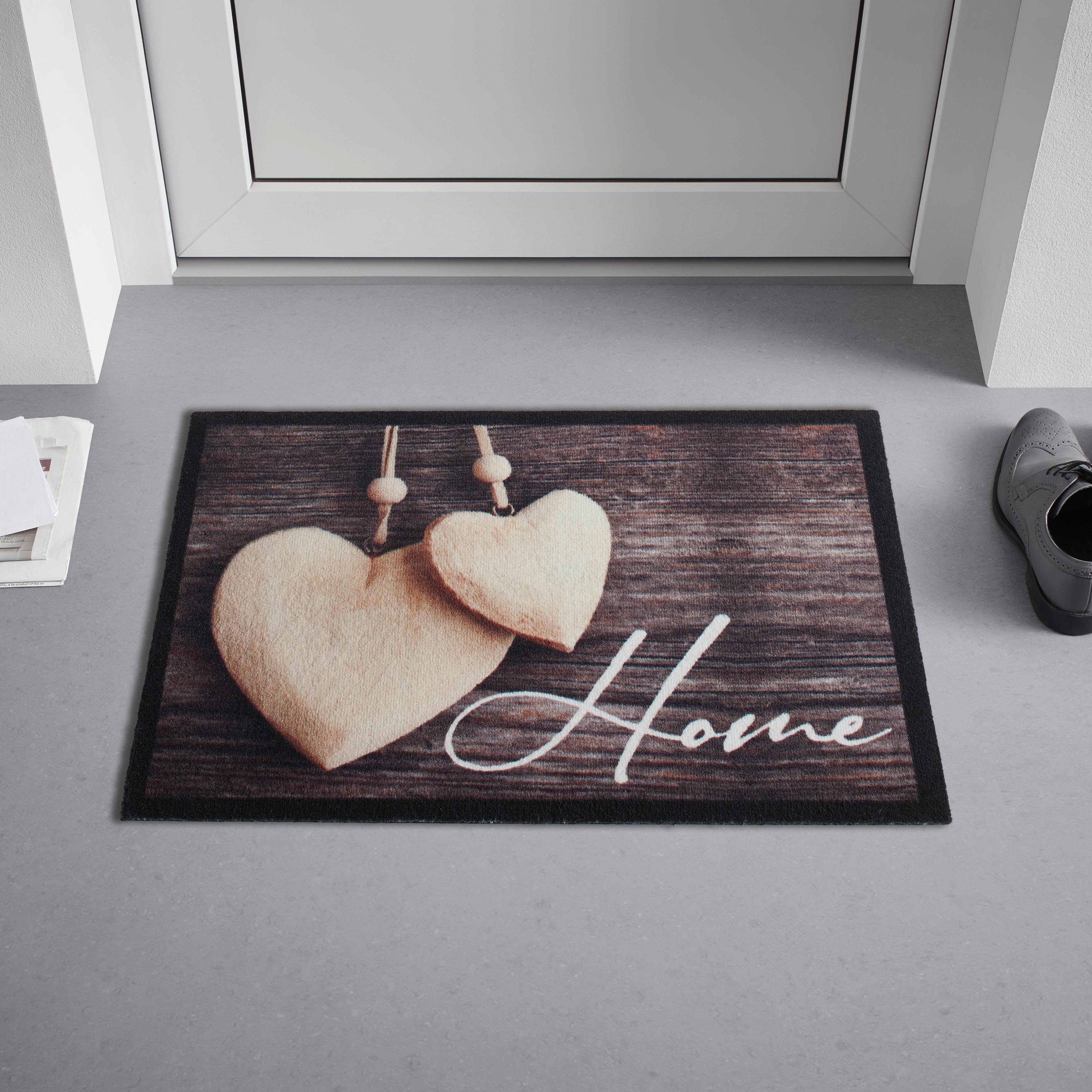 Fußmatte Home Love Wood in Braun/Beige ca. 50x70cm - Beige/Braun, Basics, Kunststoff (50/70cm) - Modern Living