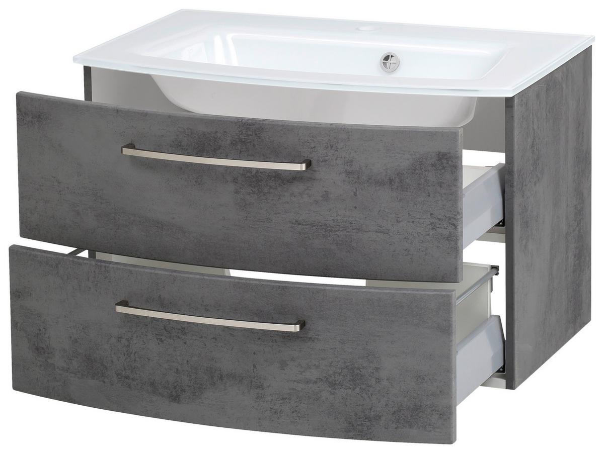 Badmöbel-Set 3-tlg inkl. LED Stockholm 80cm Weiß - Dunkelgrau/Weiß, KONVENTIONELL, Holzwerkstoff (80cm) - Held