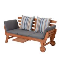 Gartenbank Holz Rincon ca. 190x78x68 cm inkl. Kissen - Braun/Grau, Basics, Holz/Textil (190/77,5/68cm) - Gardenson