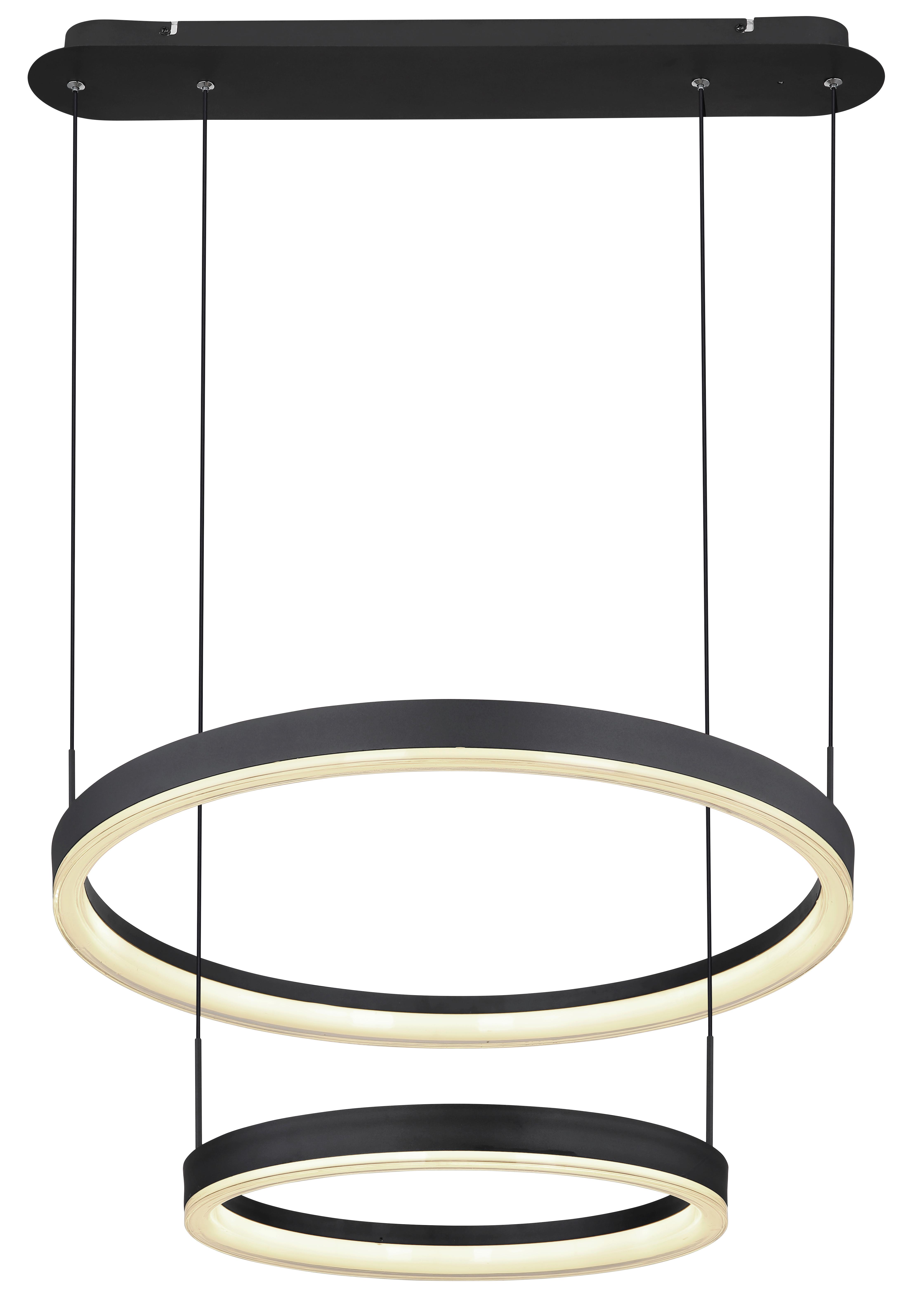 LED-Hängeleuchte Augusto Schwarz/Goldfarben max. 50Watt - Goldfarben/Opal, Design, Kunststoff/Metall (66,5/60/150cm) - Globo
