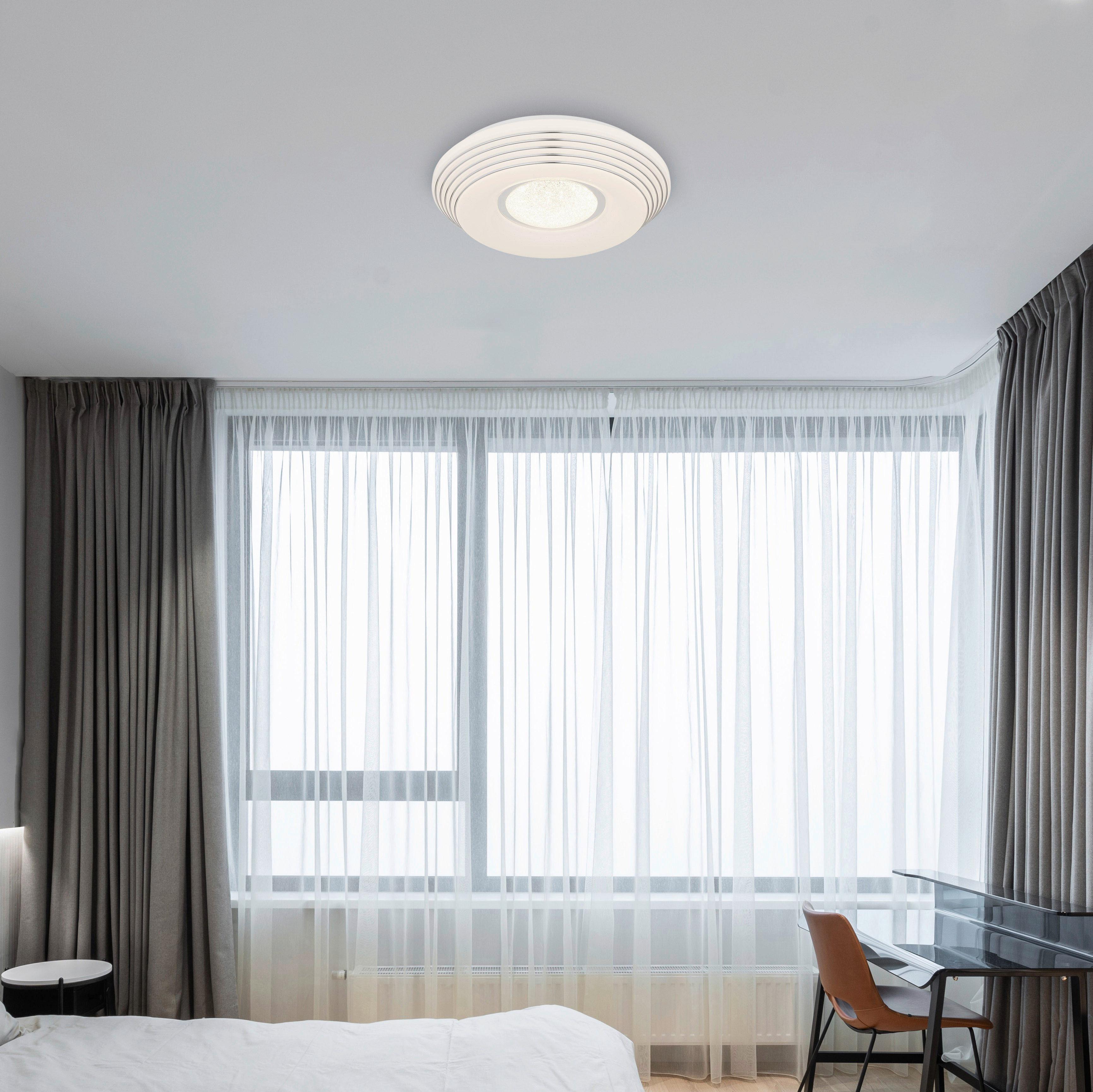 LED-Deckenleuchte Pillo max. 24 Watt - Klar/Chromfarben, Design, Kunststoff/Metall (39/8,3cm) - Globo