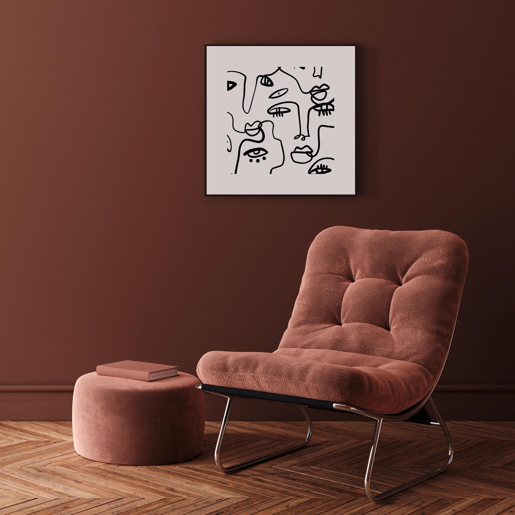 Bild Elena ca. 50x50cm - Schwarz/Weiß, Holzwerkstoff/Papier (50/50cm) - Modern Living
