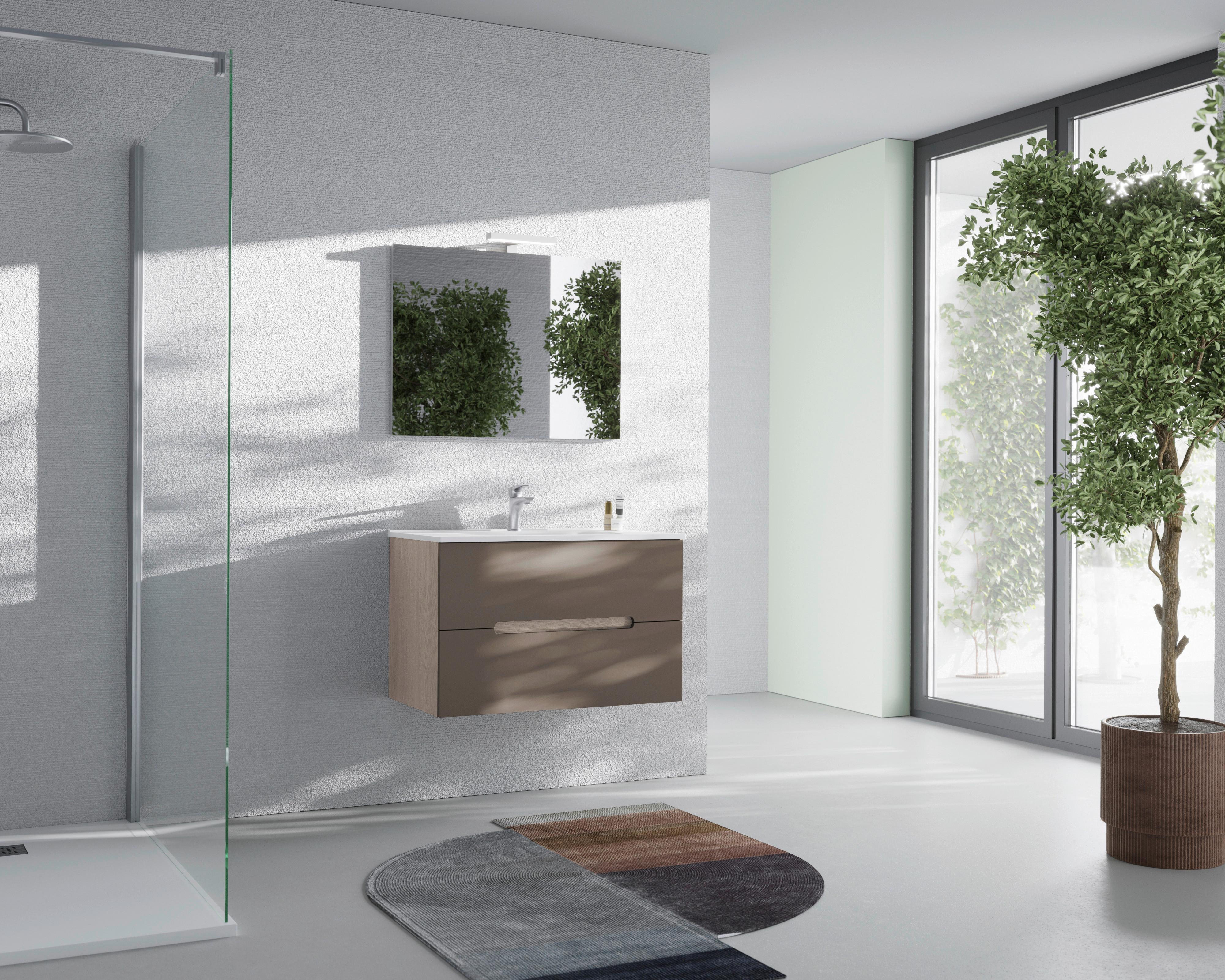 Fürdőszoba Szett Iris - szürkésbarna/taupe, Design, faalapú anyag (80/47/53cm)