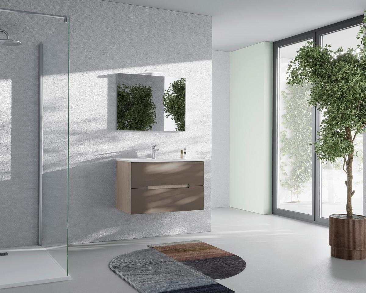 Fürdőszoba Szett Iris - szürkésbarna/taupe, Design, faalapú anyag (80/47/53cm)