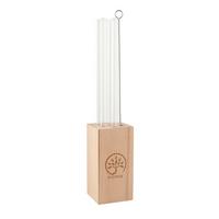 Szívószálszett Nora - bükk, Modern, Üveg/fa (5/22cm) - ecoTree