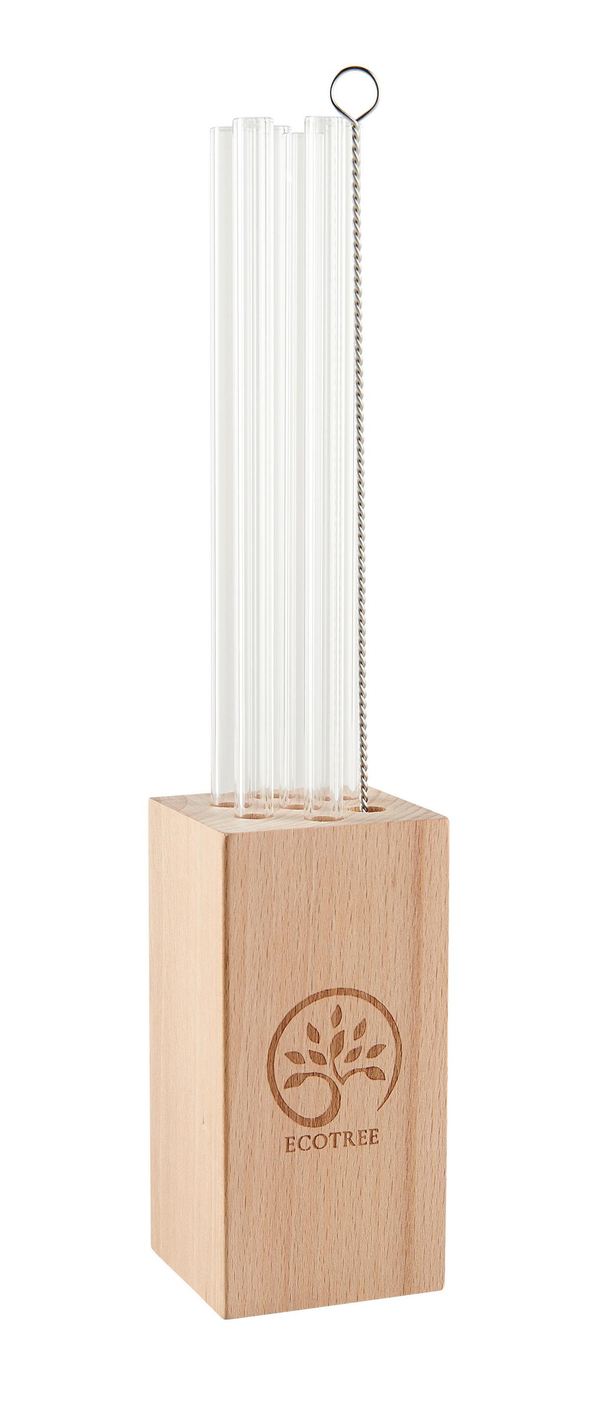 Szívószálszett Nora - bükk, Modern, Üveg/fa (5/22cm) - ecoTree