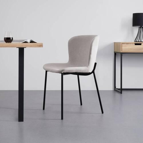 Stuhl Noemie Beige Webstoff Gepolstert - Beige/Schwarz, MODERN, Holz/Textil (46/79/56cm) - Bessagi Home
