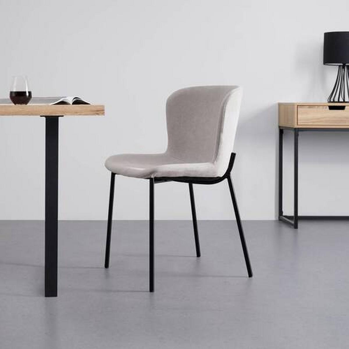 Stuhl Noemie Beige Webstoff Gepolstert - Beige/Schwarz, MODERN, Holz/Textil (46/79/56cm) - Bessagi Home