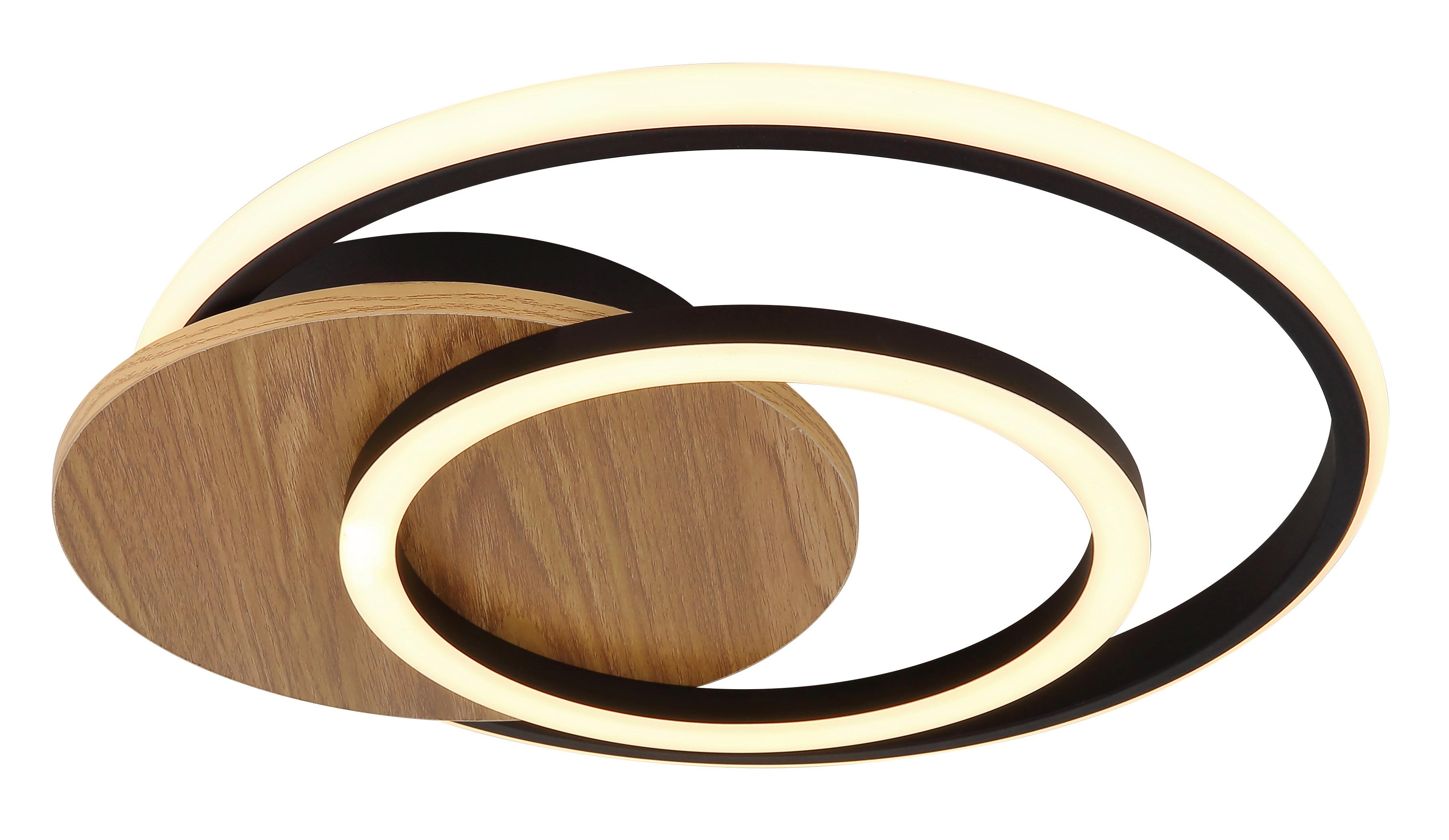 LED-DECKENLEUCHTE 67331-24 JULIO - Dunkelbraun/Opal, Natur, Holzwerkstoff/Kunststoff (38/36/6,5cm) - Globo