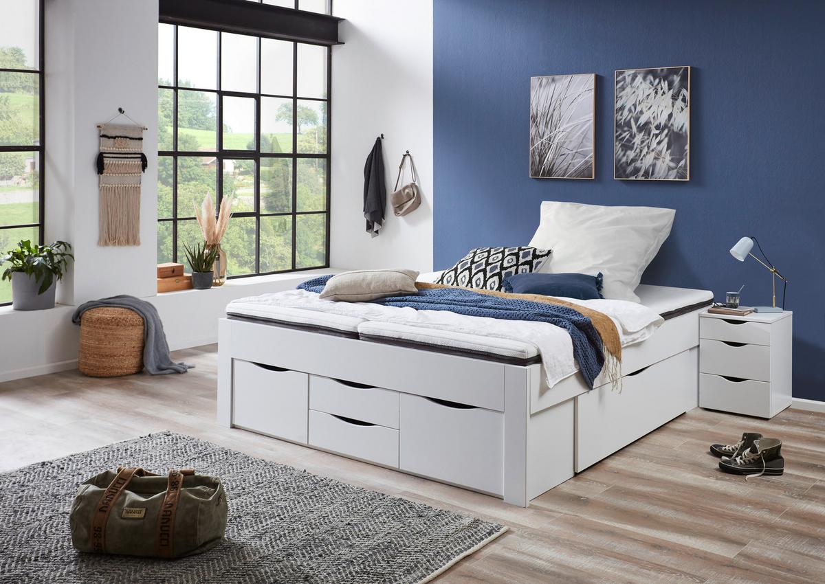 Krevet S Prostor. Za Odlaganje Noah - bijela, Konvencionalno, drvni materijal (180/200cm) - Modern Living
