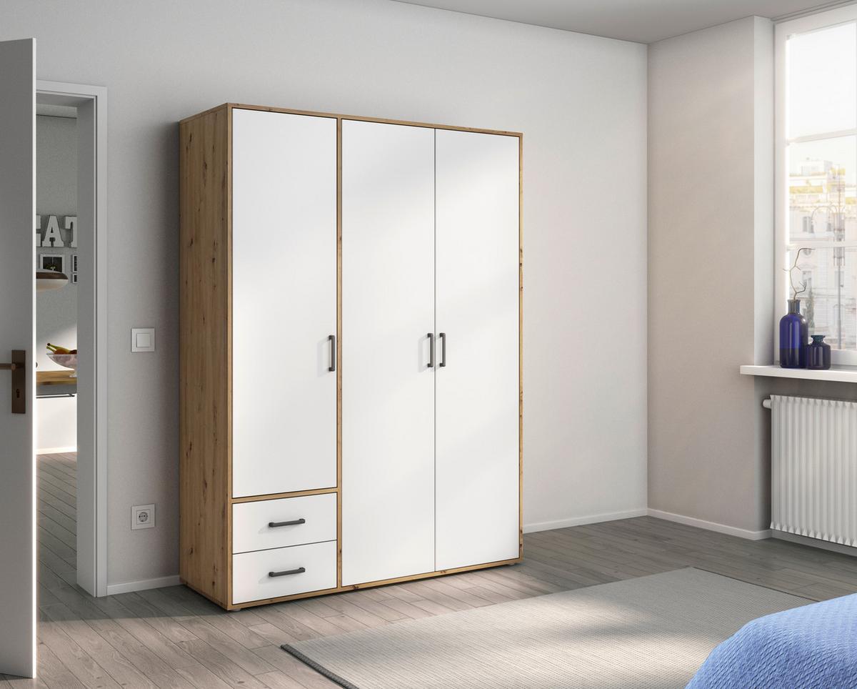DULAP  USI ROTATIVE VOYAGER - alb/stejar Artisan, Modern, material pe bază de lemn (140/194/53cm) - Modern Living