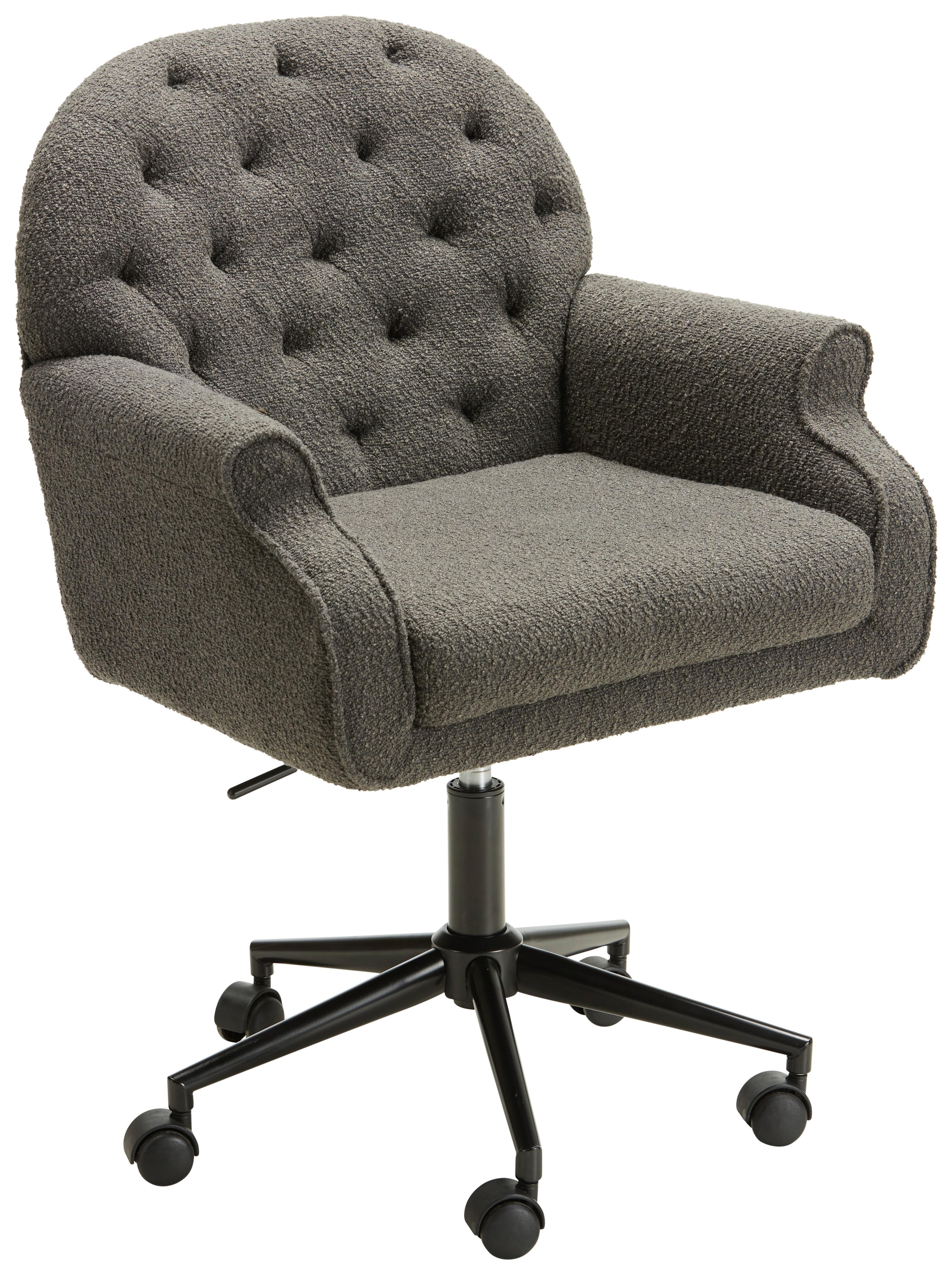 Drehstuhl in Grau - Schwarz/Grau, Romantik / Landhaus, Holz/Kunststoff (65/89-99/63cm) - Zandiara