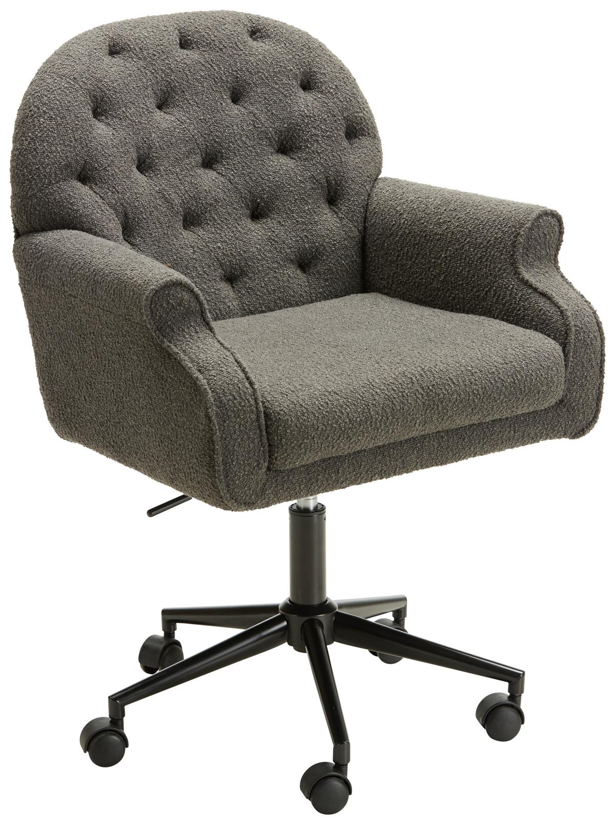 Drehstuhl in Grau - Schwarz/Grau, Romantik / Landhaus, Holz/Kunststoff (65/89-99/63cm) - Zandiara