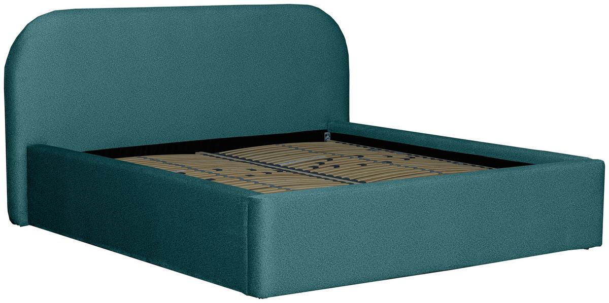 Oblazinjena Postelja - barve petroleja/črna, Design, tekstil/les (180/200cm) - Mömax