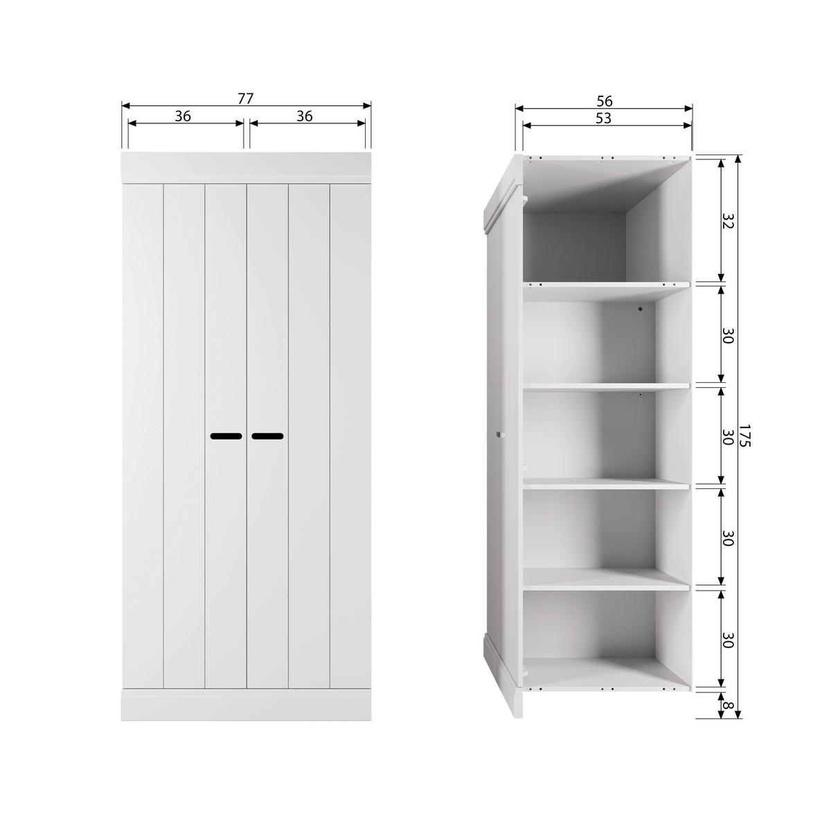 Drehtürenschrank Connect Weiß - Weiß, Design, Holz/Holzwerkstoff (77/175/56cm) - Livetastic