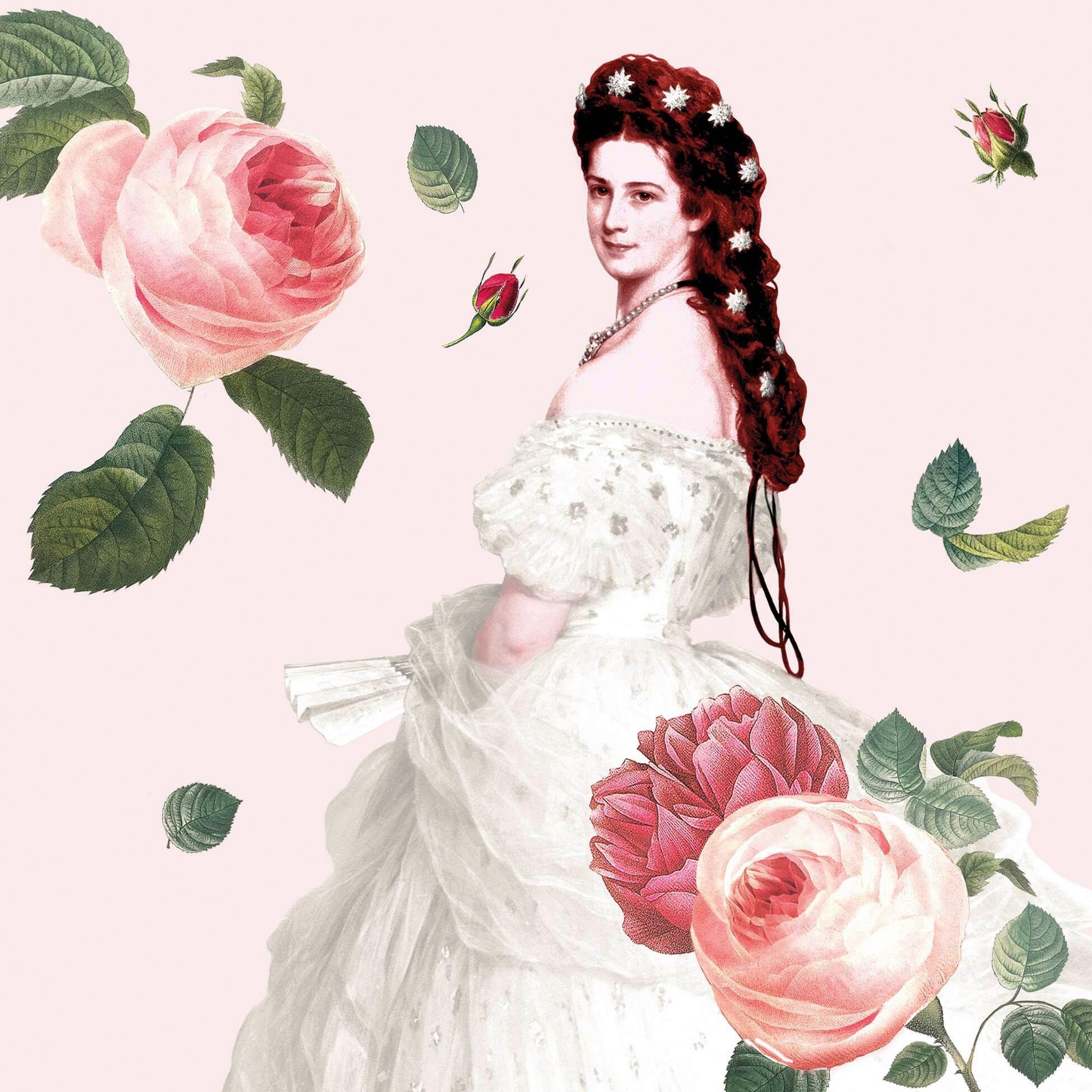 Serviette Sisi Rosa/Weiß ca. 17,5x17,5cm - Weiß/Rosa, ROMANTIK / LANDHAUS, Papier (17,5/17,5cm) - PPD