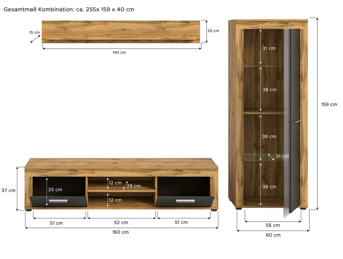 Ansamblu mobilier camera de zi JAM - Design (235/159/35cm) - Modern Living