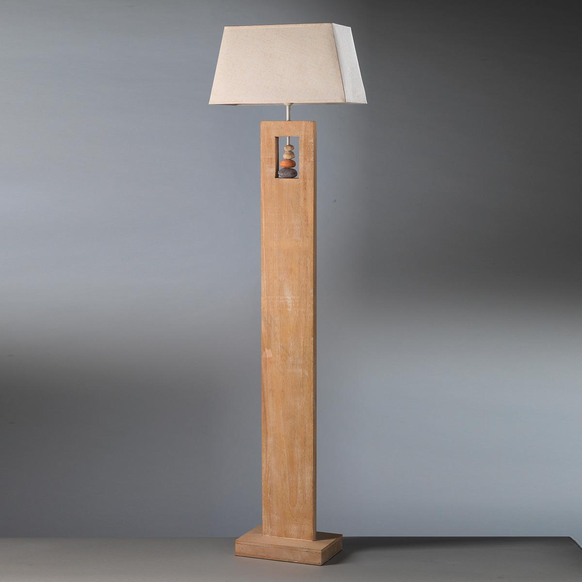 Stehleuchte Miriel Beige max. 22 Watt - Beige, Natur, Holz/Textil (45/23/170cm)