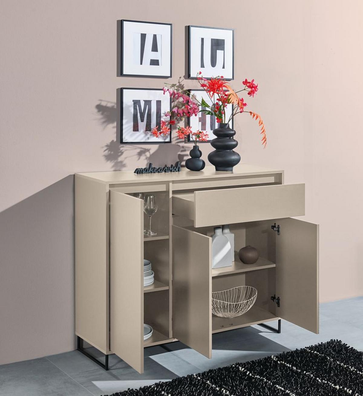 Comodă COLOGNE - cașmir, Design, material pe bază de lemn (118/103/38cm) - Modern Living