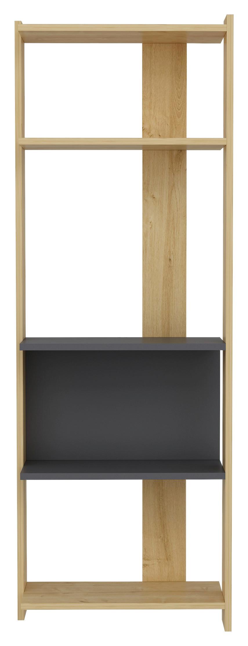 Regal Abis - barve hrasta/antracit, Design, leseni material (58,6/165/26,8cm) - MID.YOU