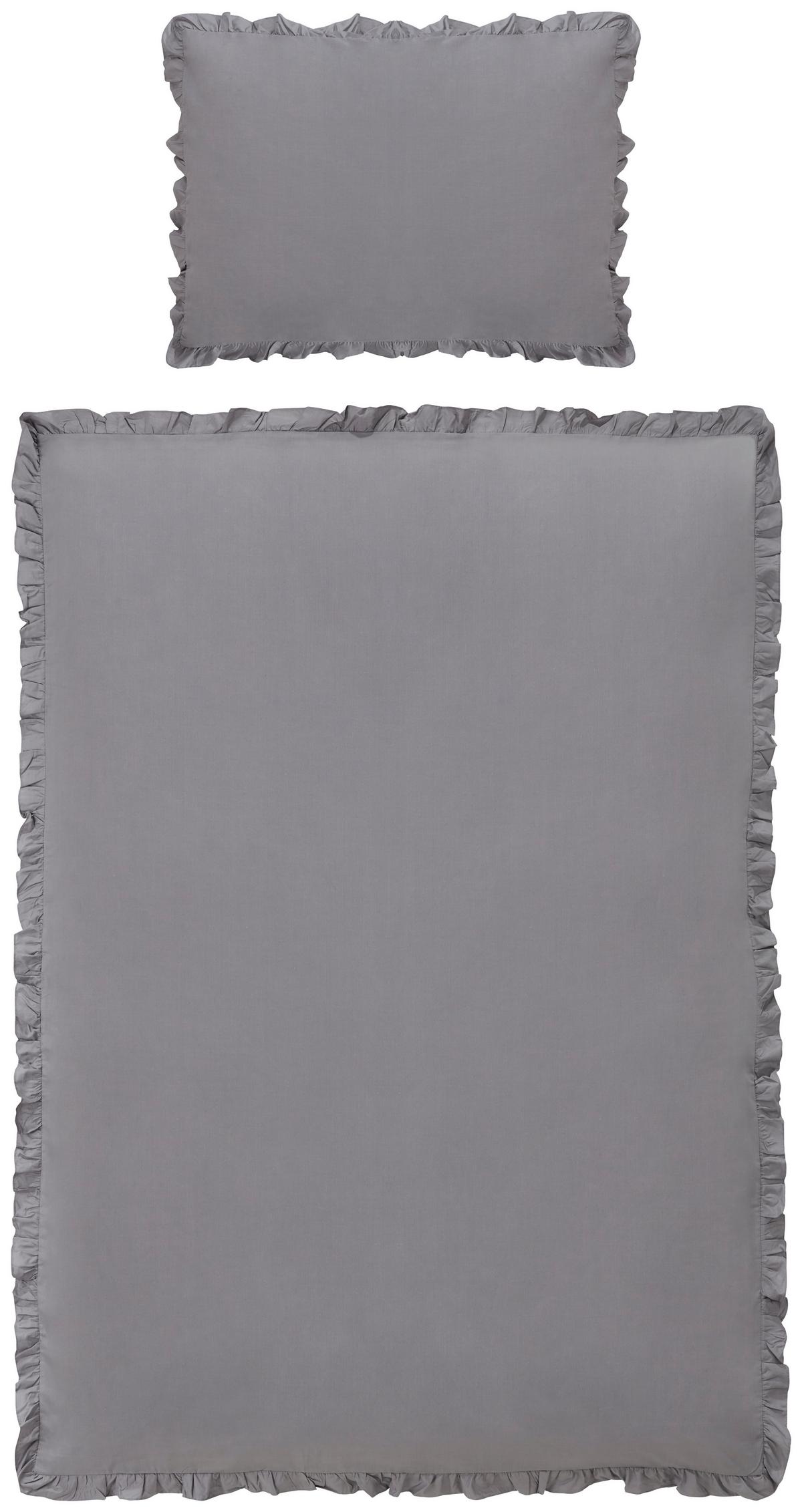 Ágyneműhuzat-garnitúra Rüschen - szürke, Romantik / Landhaus, textil (140/200cm) - Zandiara