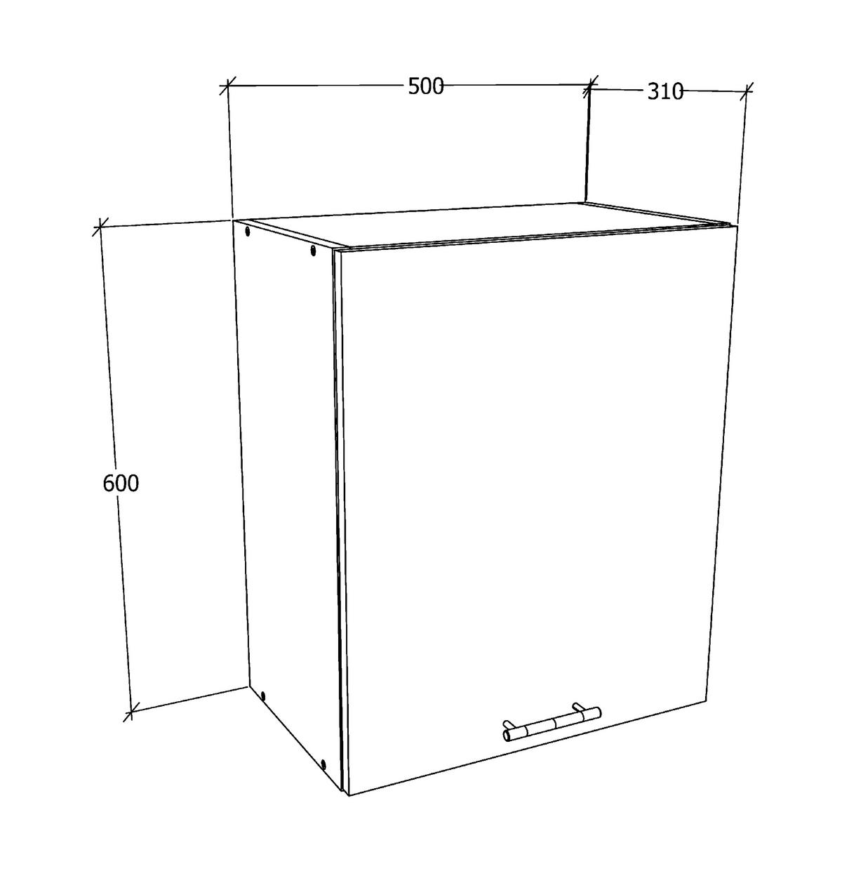 Kuhinjska Zgornja Omarica Esilo, Siva, Bela - bela/barve aluminija, Konvencionalno, kovina/leseni material (50/60/31cm) - MID.YOU