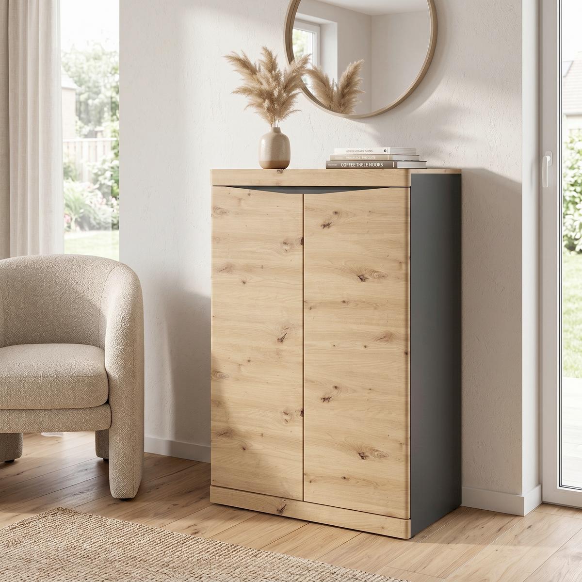Komoda Turino - antracit/hrast artisan, Trendi, pločasti materijal/plastika (75,8/122,8/39,9cm) - Modern Living