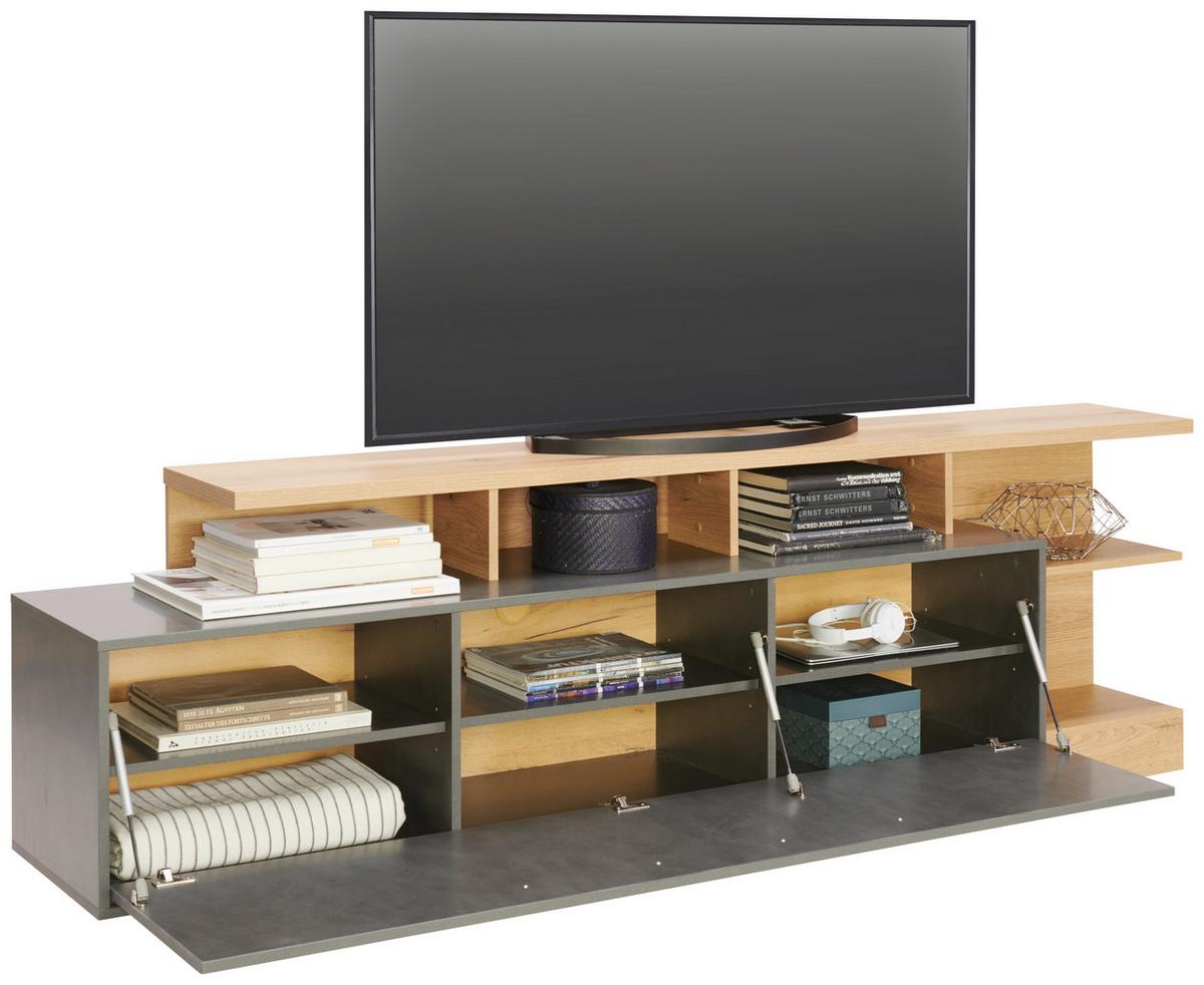 Tv-element Limit, Barva Hrasta, Temno Siva - Moderno, umetna masa/leseni material (220/68,5/40cm) - Mömax