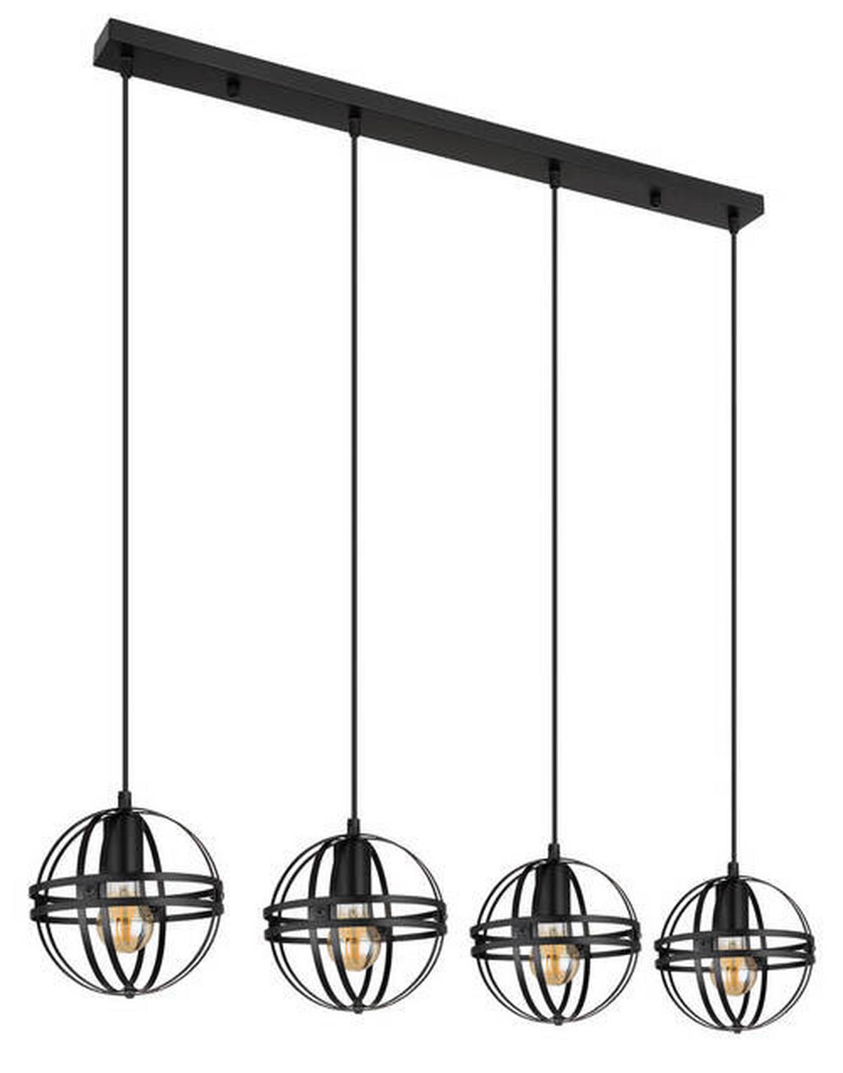 Hängeleuchte Tamara Schwarz max. 60 Watt - Schwarz, Trend, Kunststoff/Metall (100/20/120cm) - Globo