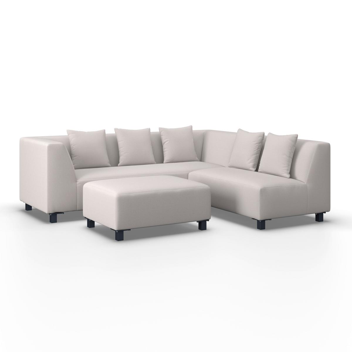 Loungegarnitur Andonia Hellgr. Outdoorstoff/Metall +Abdeckung - Hellgrau/Grau, MODERN, Textil/Metall (227/72/85cm) - Bessagi Garden