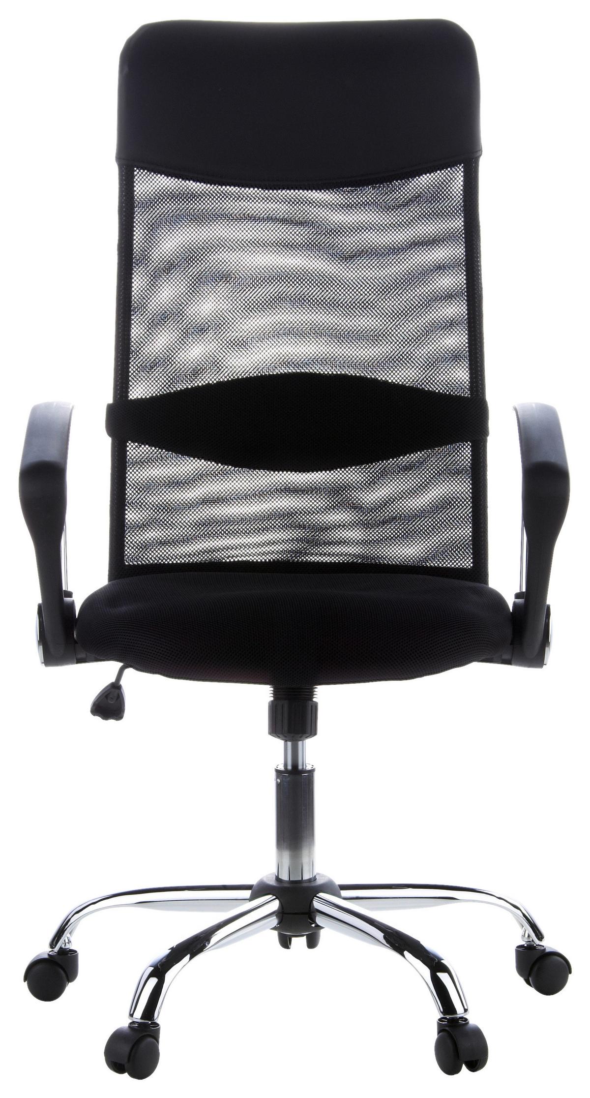 Drehstuhl Aria High Schwarz/Chromfarben - Chromfarben/Schwarz, MODERN, Kunststoff/Textil (60/129/50cm) - MID.YOU