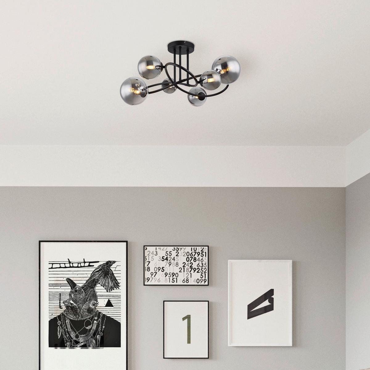 LAMPA SUFITOWA LULA - czarny, Design, metal/szkło (62/59/35cm) - Collet's Monde