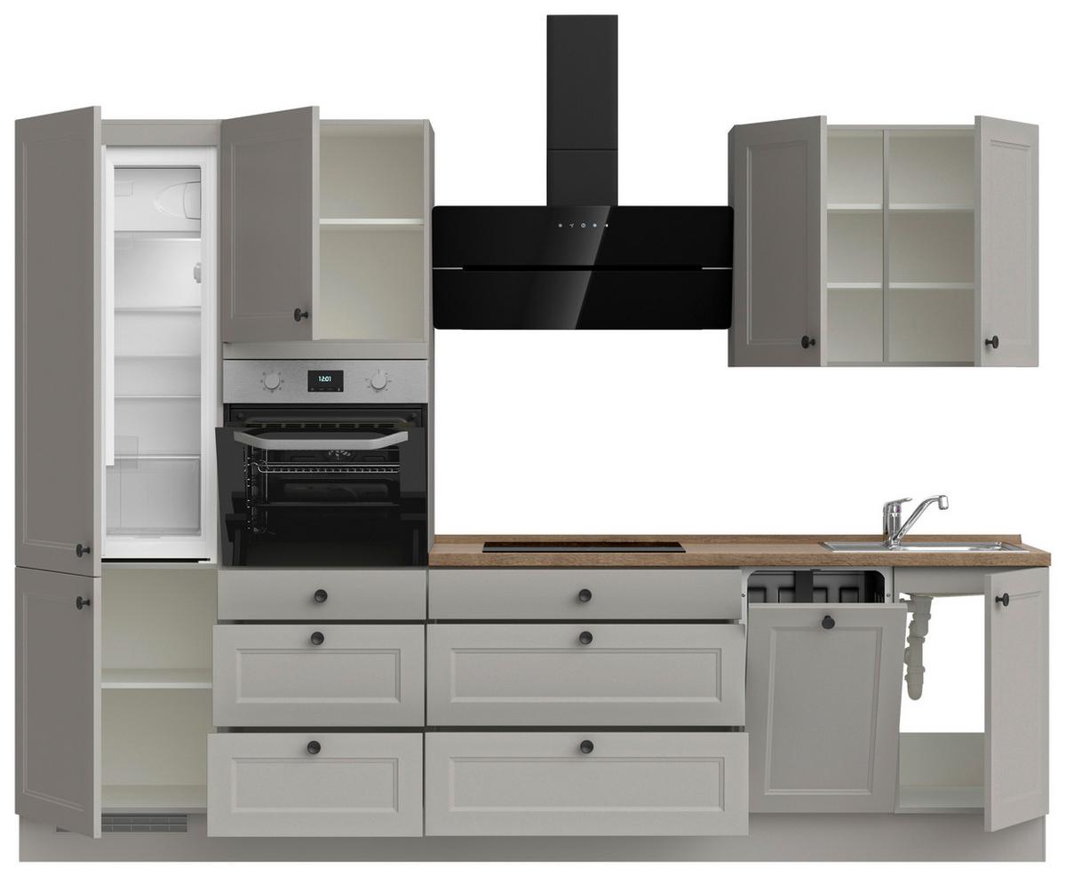 Küchenblock Cascada High m. Geräten Grau - Eiche dunkel/Schwarz, MODERN, Holzwerkstoff/Metall (300cm) - Nobilia
