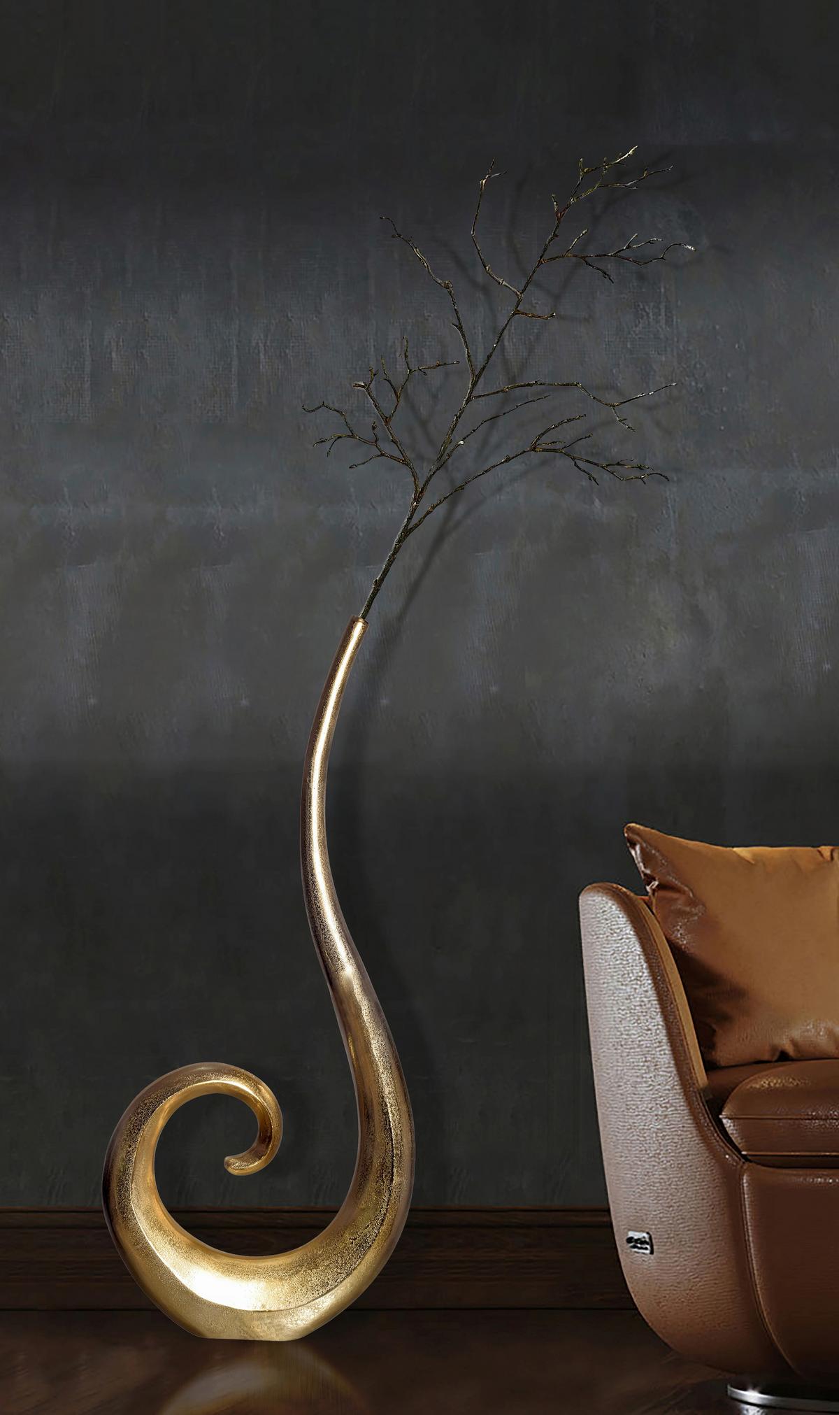 Dekorativna Vaza Goldie - zlate barve, Design, kovina (48/100/10cm) - Livetastic