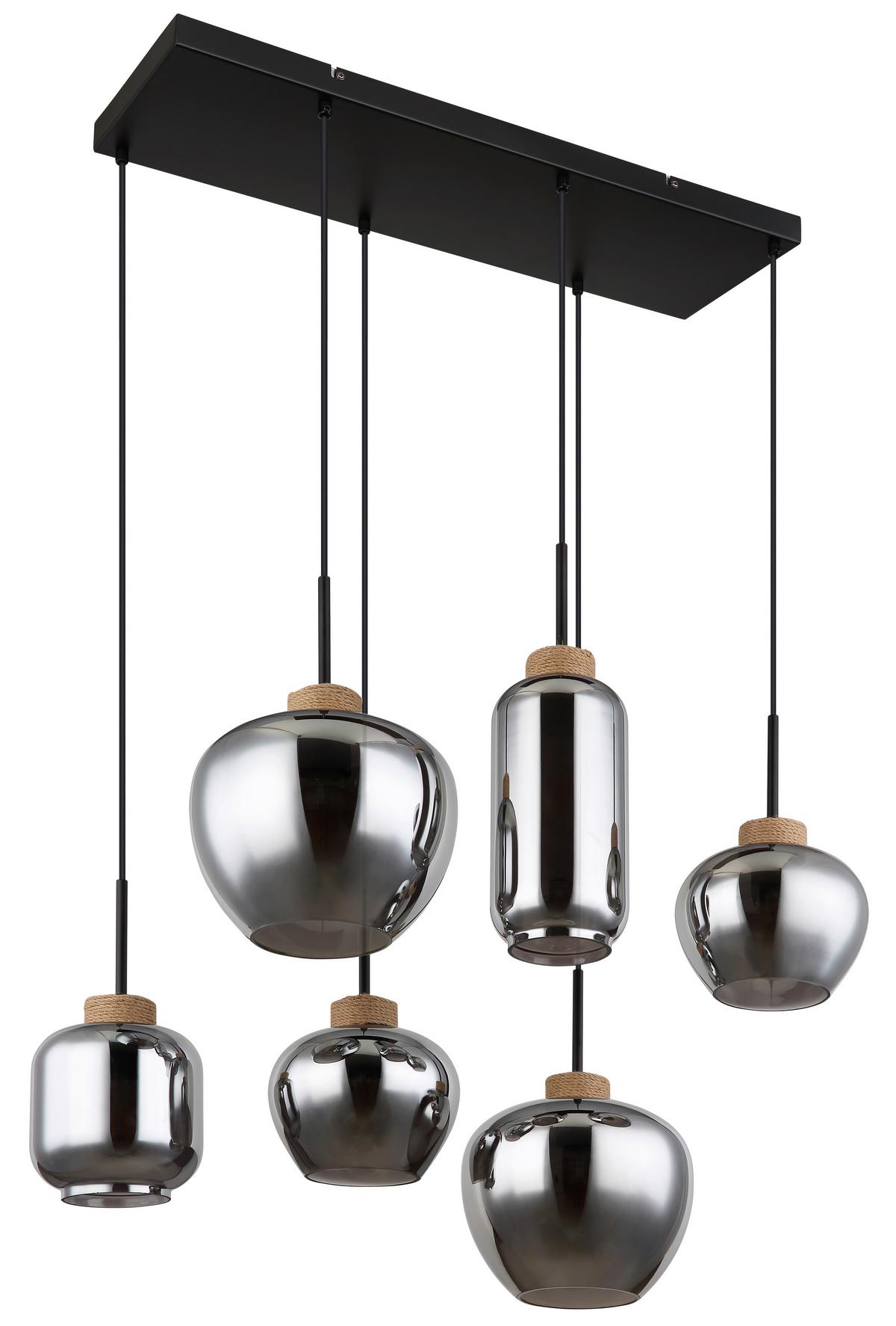 Hängeleuchte Matt Naturfarben/Schwarz max.40Watt - Schwarz/Naturfarben, Design, Glas/Textil (80/40/120cm) - Globo