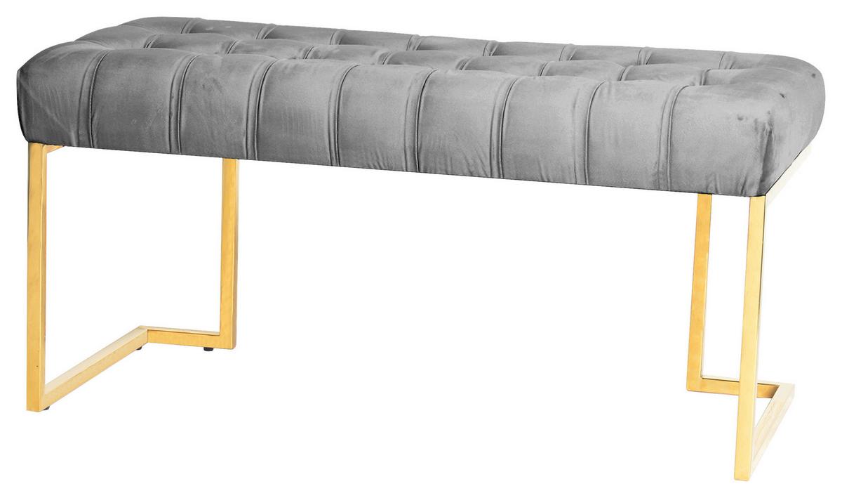 Hockerbank Parity Grau Samt - Grau, Design, Kunststoff (47/48/100cm) - Kayoom