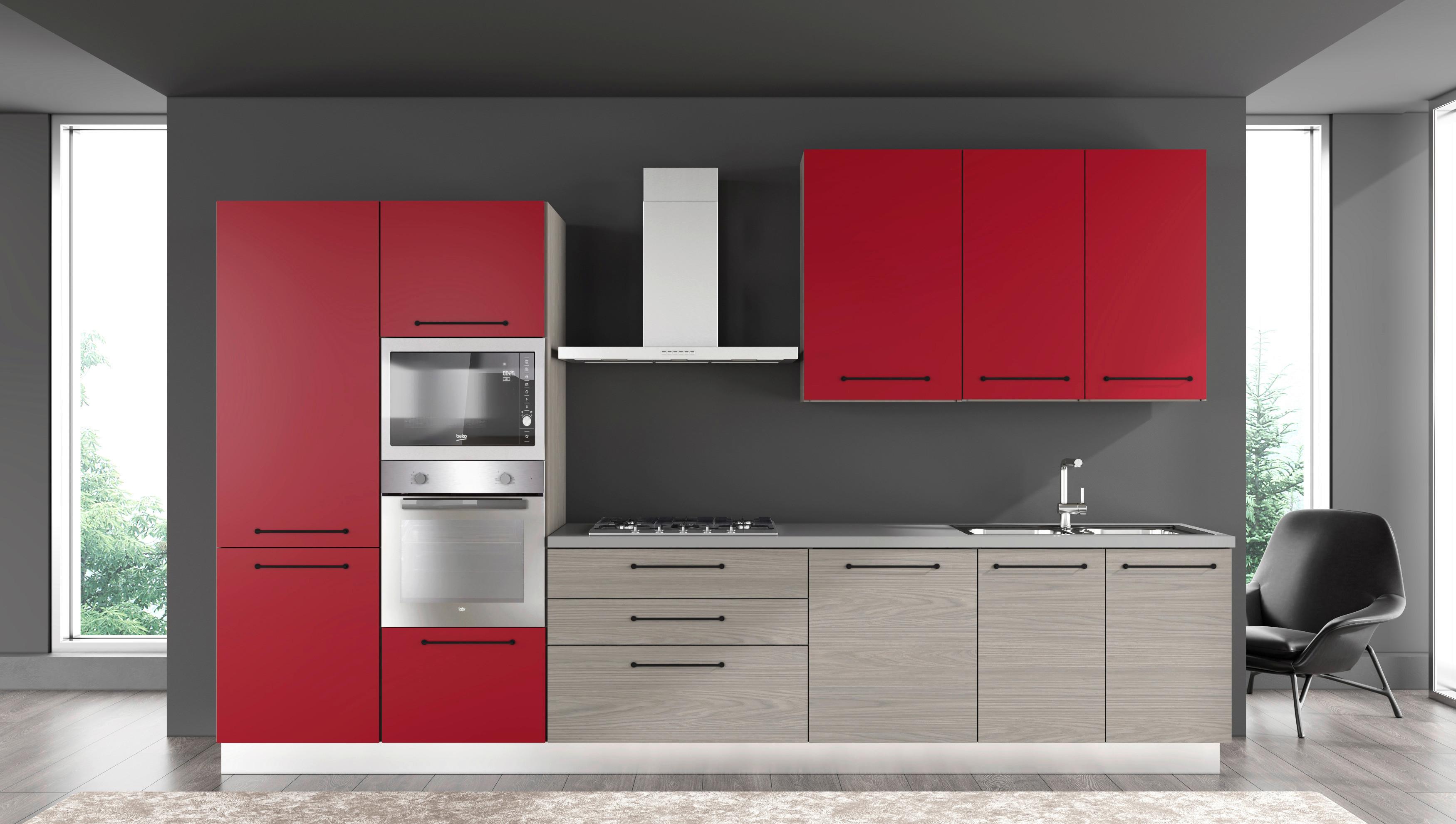 Kuhinjski Blok Line, Z Aparati, 360 Cm - siva/črna, Moderno, kovina/leseni material (360/60/216/240cm) - Mömax