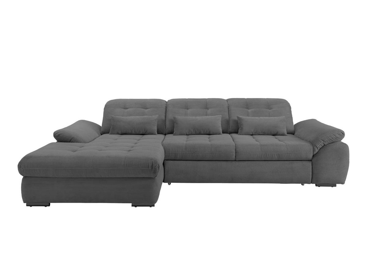 Ecksofa mit Bettkasten Rigatti ca. 184x314 cm Grau - Schwarz/Grau, MODERN, Textil/Metall (184/314cm) - Livetastic