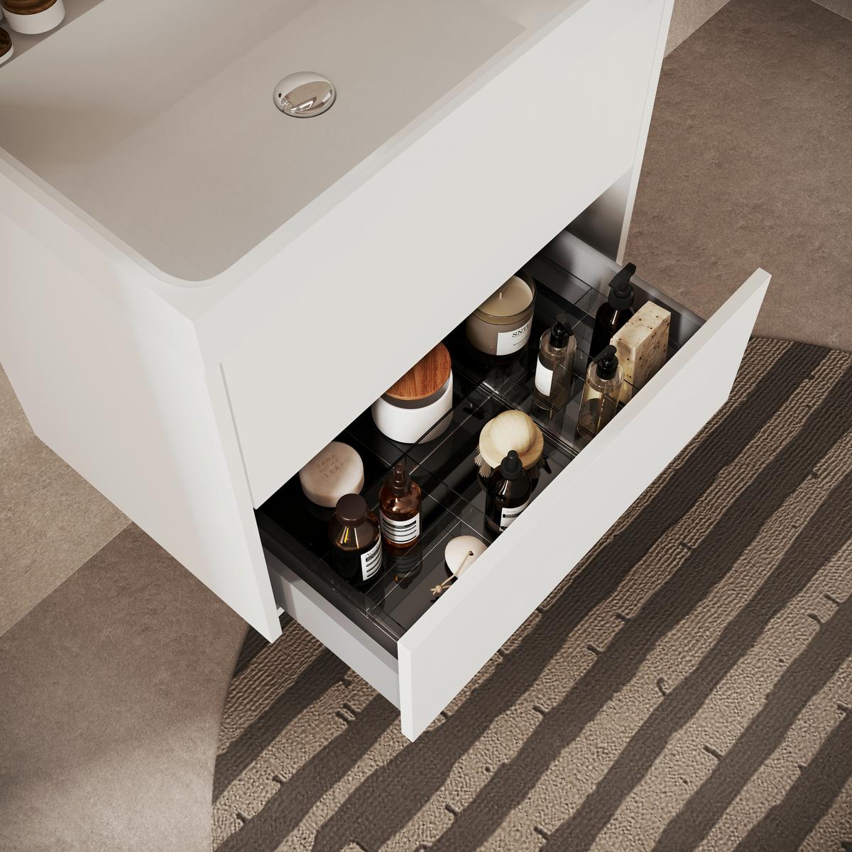 Element S Umivaonikom Portofino - bijela visoki sjaj/antracit, Moderno, drvni materijal/prirodni materijali (60/51/40cm)