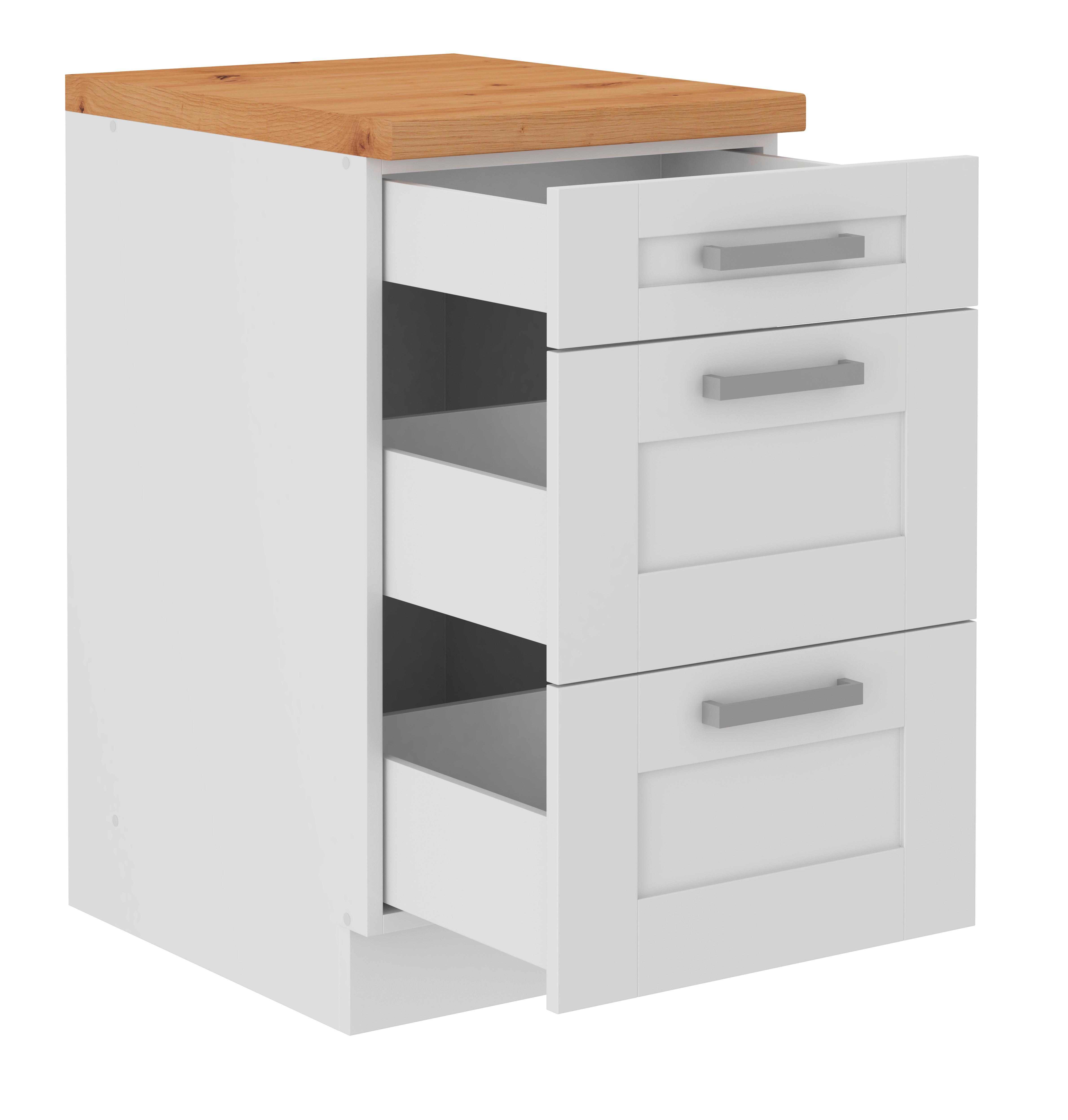 Kuhinjski Donji Element Luisa Us2a50 - bijela/srebrne boje, Romantično / ladanjski, drvni materijal/metal (50/86/60cm) - Based