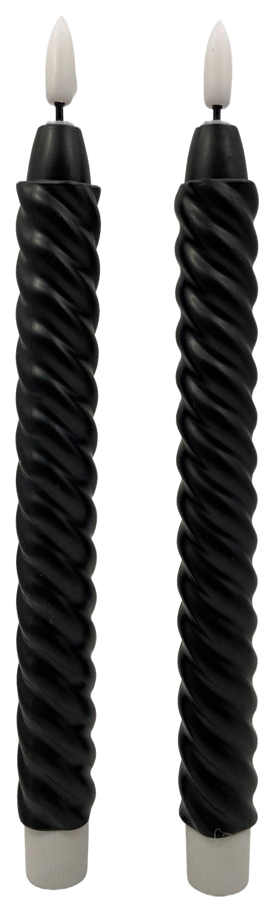 Led-es Hengergyertyaszett 2db/csomag Twist - fekete, Konventionell, műanyag (2/25cm) - Mömax