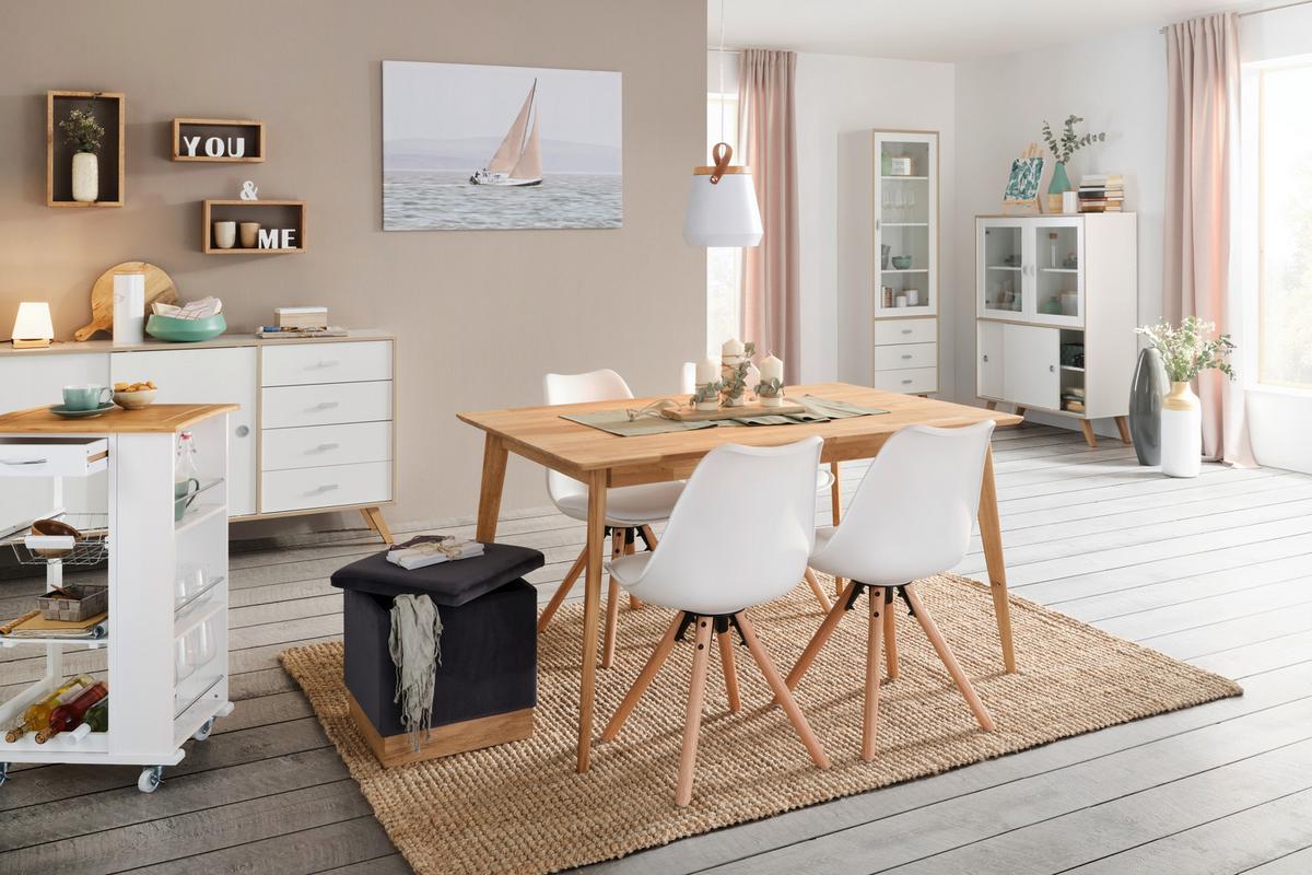 Esstisch aus Wildeiche massiv - Eichefarben, Konventionell, Holz (140/75/90cm) - Zandiara