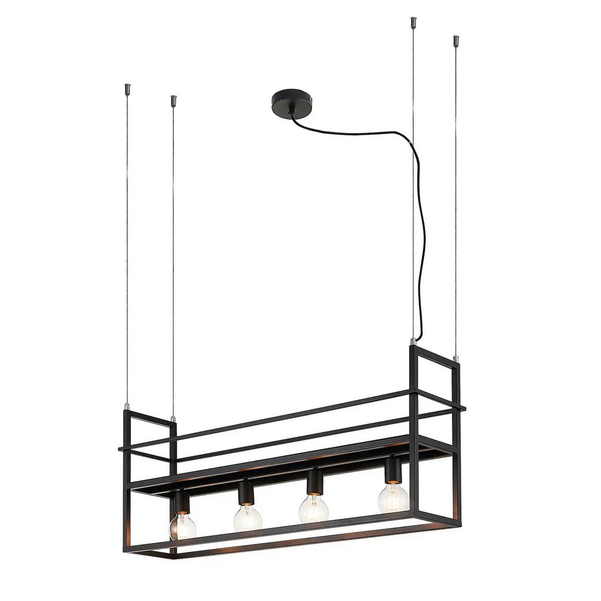 Hängeleuchte Jeffer Schwarz max. 22 Watt - Schwarz, Basics, Metall (100/20/160cm)
